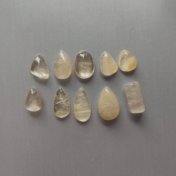 Natural Golden Rutilated Quartz 10 pieces Pendant Shape Crystal With no HOLE - Picture 2 of 2